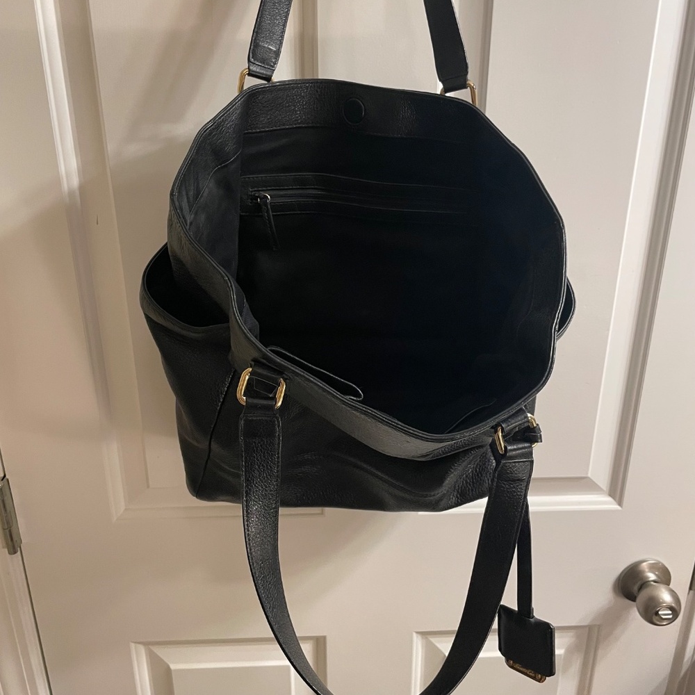 Kenneth Cole Black Leather Tote with Gold Hardware - Picture 9 of 14